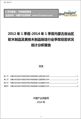 2012-2014年1季度内蒙古自治区软木制品及其他木制品制造行业经营状况分析季报